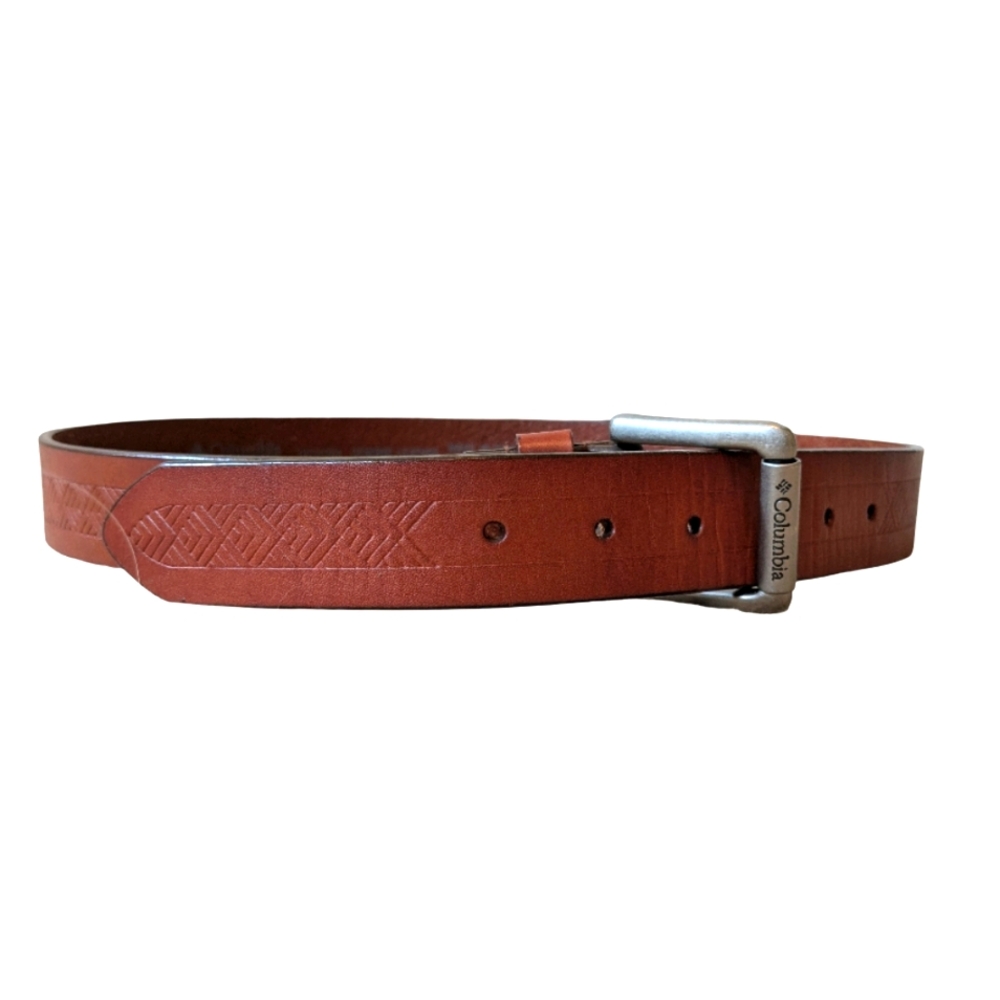 Columbia NWOT Men's Leather Tan Embossed Belt 34/85